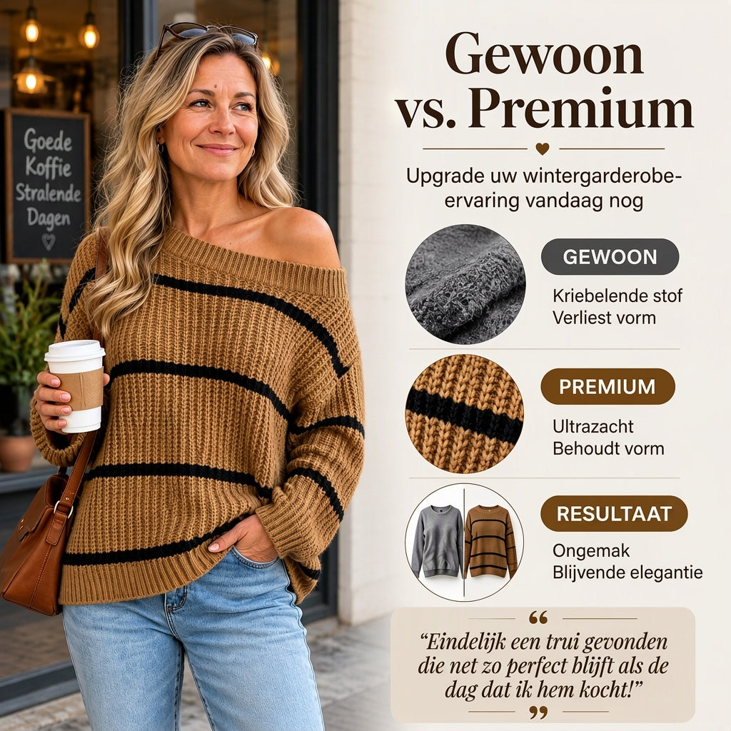 😍🔥Gestreepte damestrui met mock neck