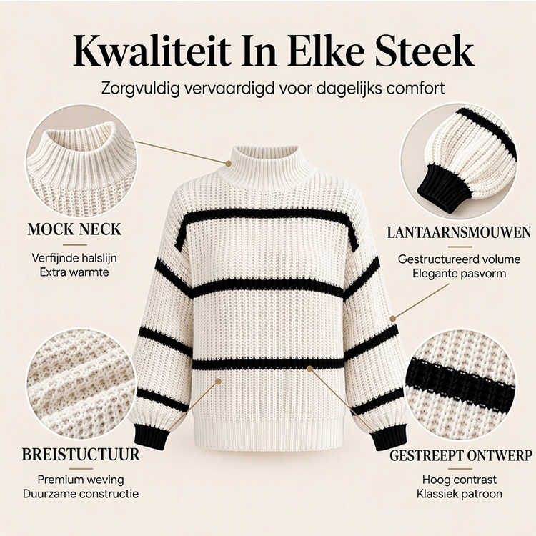 😍🔥Gestreepte damestrui met mock neck