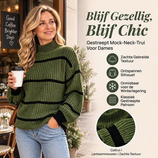 😍🔥Gestreepte damestrui met mock neck