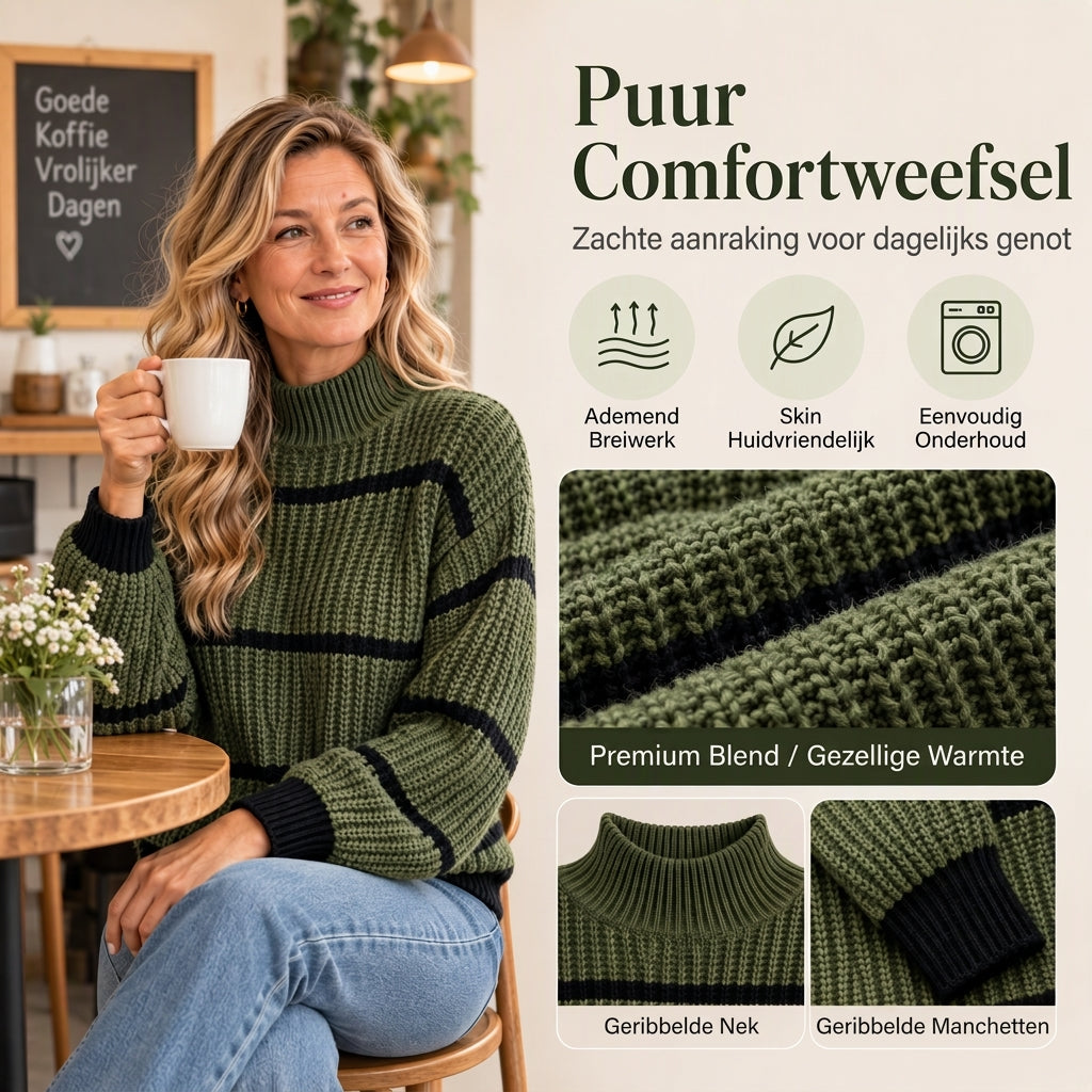 😍🔥Gestreepte damestrui met mock neck