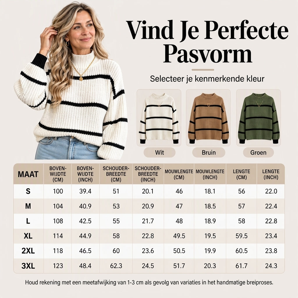 😍🔥Gestreepte damestrui met mock neck