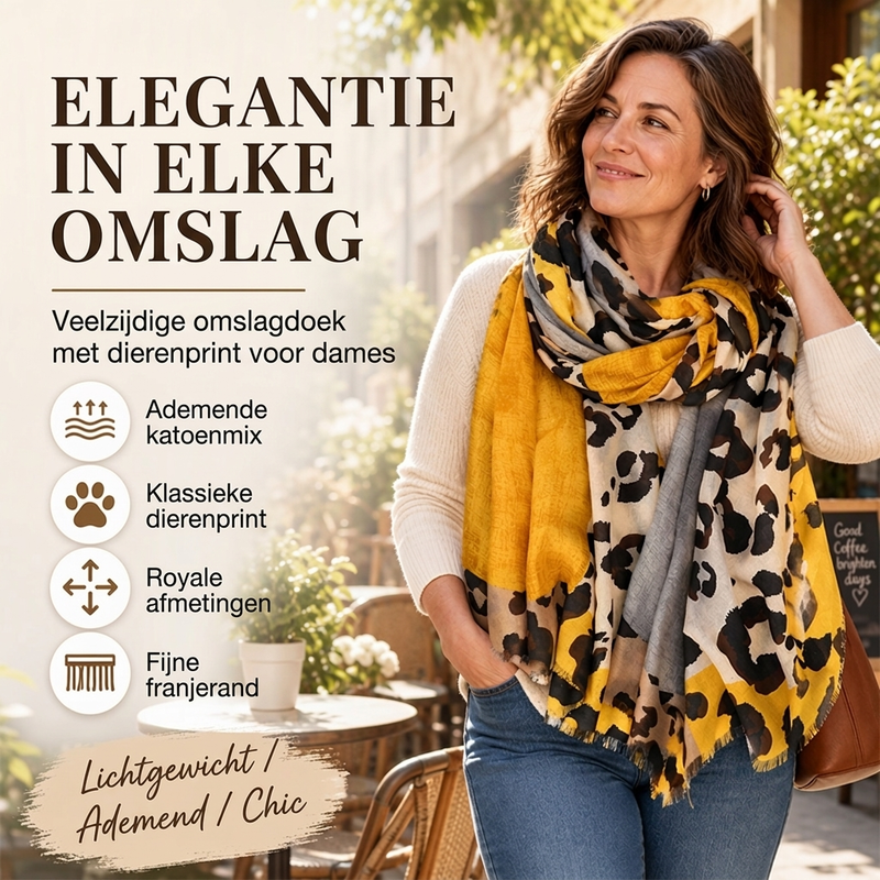 💥Nu helemaal in de mode!💥 Veelzijdige, lichte sjaal met luipaardprint