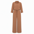 ✨ Nieuwe Collectie 🤎 Dames Jumpsuit met Reverskraag & Taille Strik – Effen Kleur, Elegante Overhemdstijl en Comfortabele Pasvorm