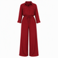 ✨ Nieuwe Collectie 🤎 Dames Jumpsuit met Reverskraag & Taille Strik – Effen Kleur, Elegante Overhemdstijl en Comfortabele Pasvorm