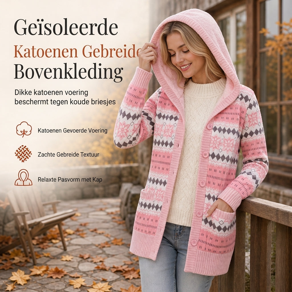 🔥Gratis verzending✈️50% korting🔥Halflange gebreide hoodie voor dames, met katoenen voering