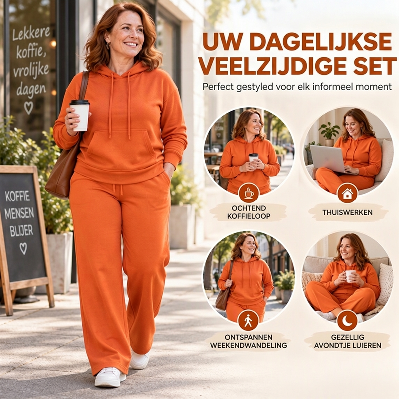 🔥Gratis verzending✈️Dames Hoodie & Lounge Broek Set – Comfortabele Pasvorm, Casual Stijl en Perfect voor Ontspannen Dagen
