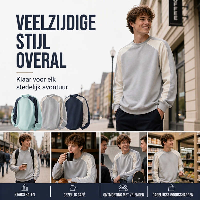 Heren sweatshirt met colorblock en losvallende pasvorm