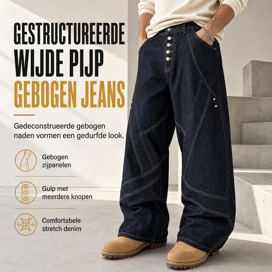 🔥Gratis verzending✈️Heren American Vintage Gebogen Pijp Wijde Pijp Jeans Gedecodeerd Raw Denim Knopen Fly Broek