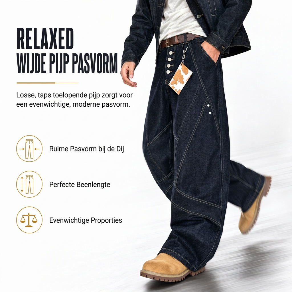 🔥Gratis verzending✈️Heren American Vintage Gebogen Pijp Wijde Pijp Jeans Gedecodeerd Raw Denim Knopen Fly Broek