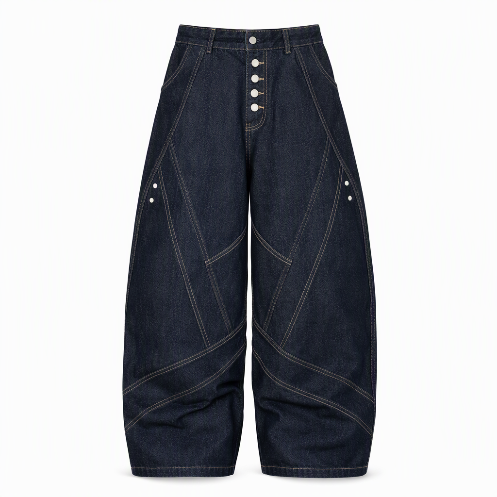🔥Gratis verzending✈️Heren American Vintage Gebogen Pijp Wijde Pijp Jeans Gedecodeerd Raw Denim Knopen Fly Broek