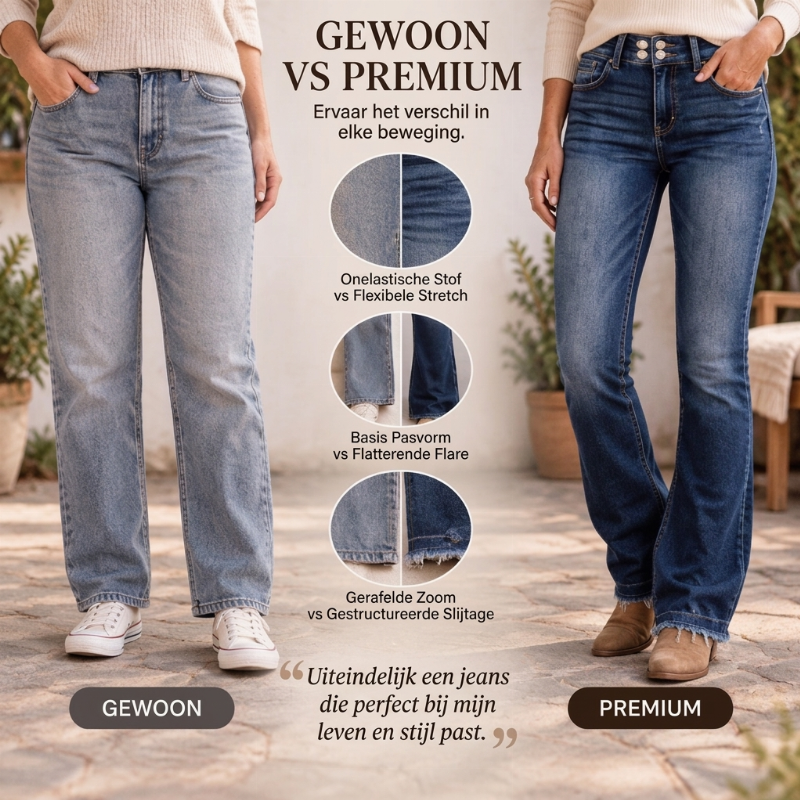 🔥Gratis verzending✈️Dames Jeans met Dubbele Knopen, Hoge Taille en Bootcut Snit