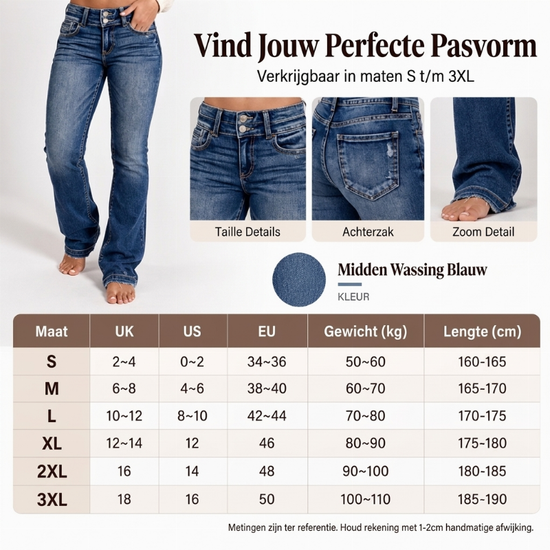 🔥Gratis verzending✈️Dames Jeans met Dubbele Knopen, Hoge Taille en Bootcut Snit
