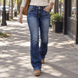 🔥Gratis verzending✈️Dames Jeans met Dubbele Knopen, Hoge Taille en Bootcut Snit
