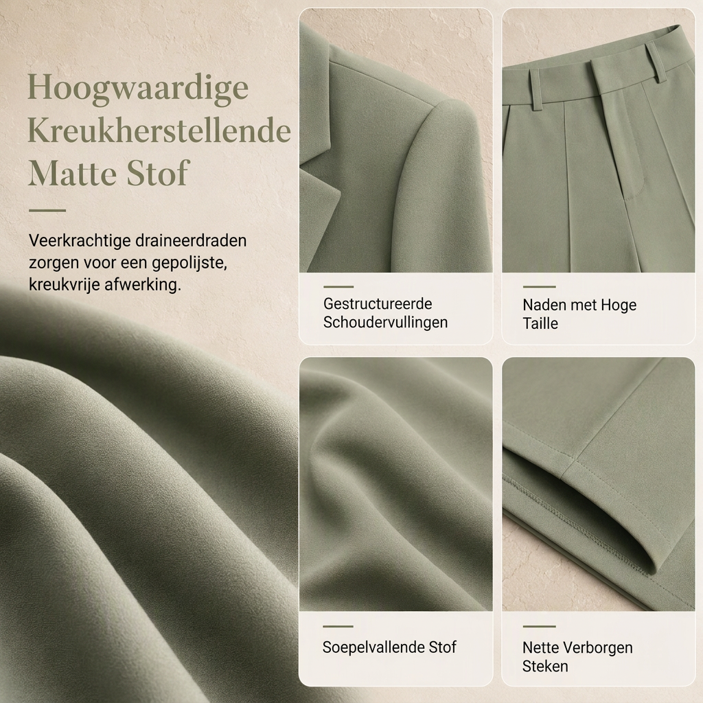 🔥Gratis verzending✈️Stijlvolle tweedelige pakset met getailleerde blazer en ruimvallende wijde broek
