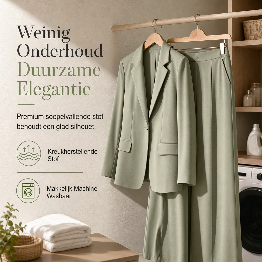 🔥Gratis verzending✈️Stijlvolle tweedelige pakset met getailleerde blazer en ruimvallende wijde broek