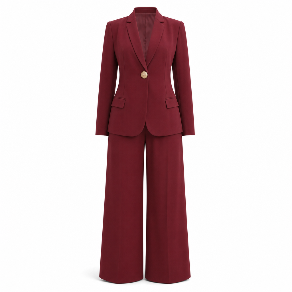 🔥Gratis verzending✈️Stijlvolle tweedelige pakset met getailleerde blazer en ruimvallende wijde broek