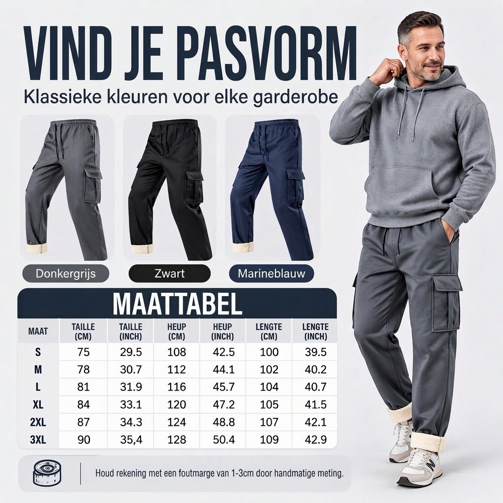 🔥Gratis verzending✈️Warme Heren Cargobroek met Fleecevoering – Comfortabel, Praktisch & Ideaal voor Koude Dagen 🔥