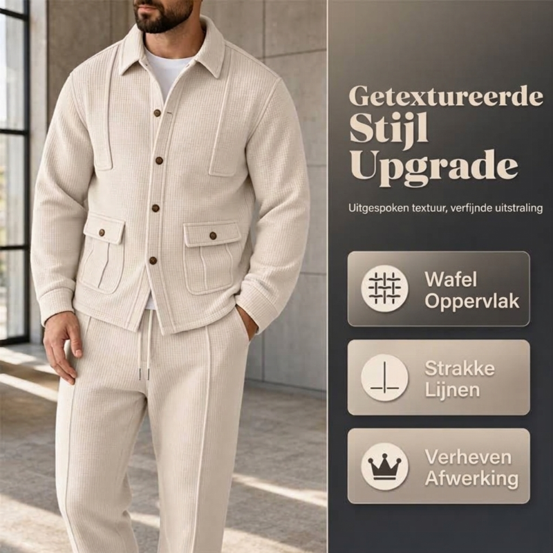 🔥Gratis verzending✈️Wafelgebreid vestjas en broekset voor heren