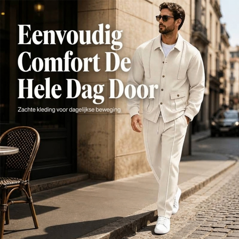 🔥Gratis verzending✈️Wafelgebreid vestjas en broekset voor heren