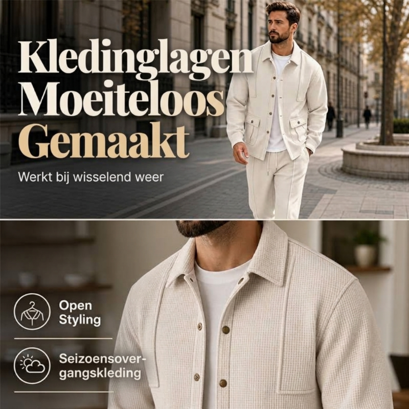 🔥Gratis verzending✈️Wafelgebreid vestjas en broekset voor heren