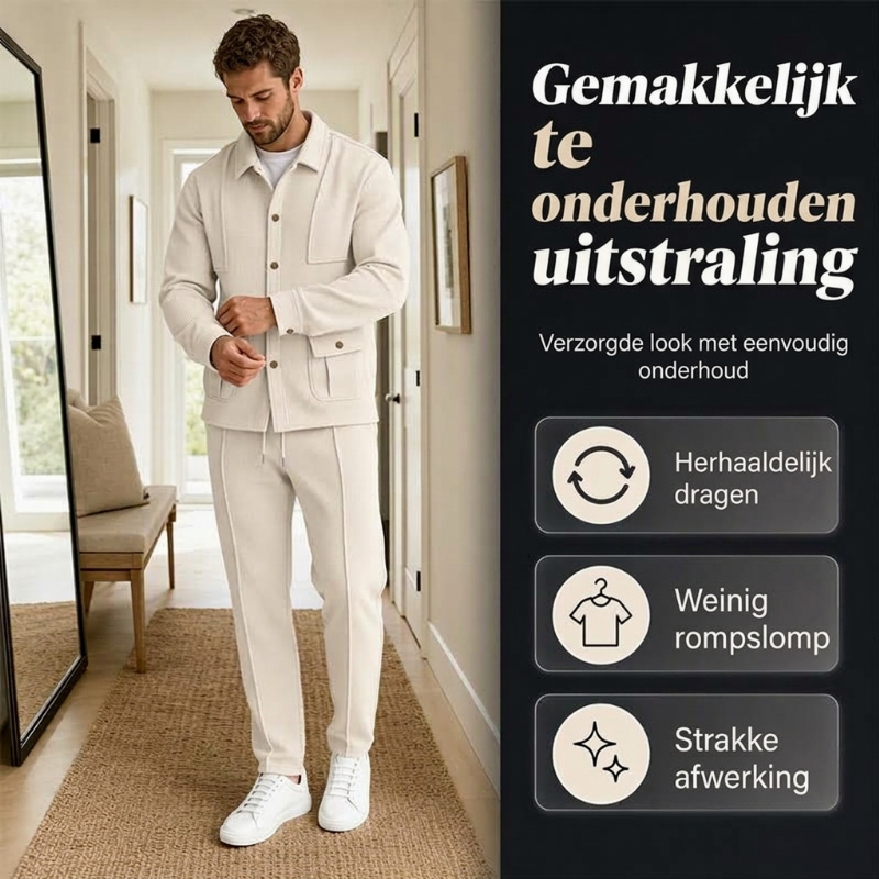 🔥Gratis verzending✈️Wafelgebreid vestjas en broekset voor heren