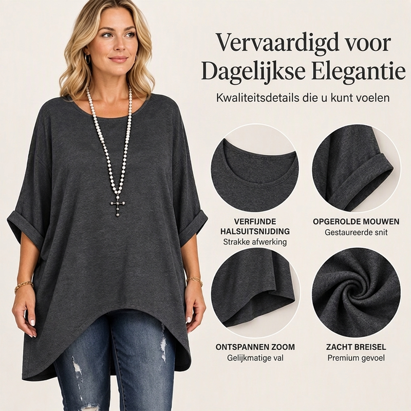 🔥50% OFF🔥Dames losvallende batwing-mouw asymmetrische top