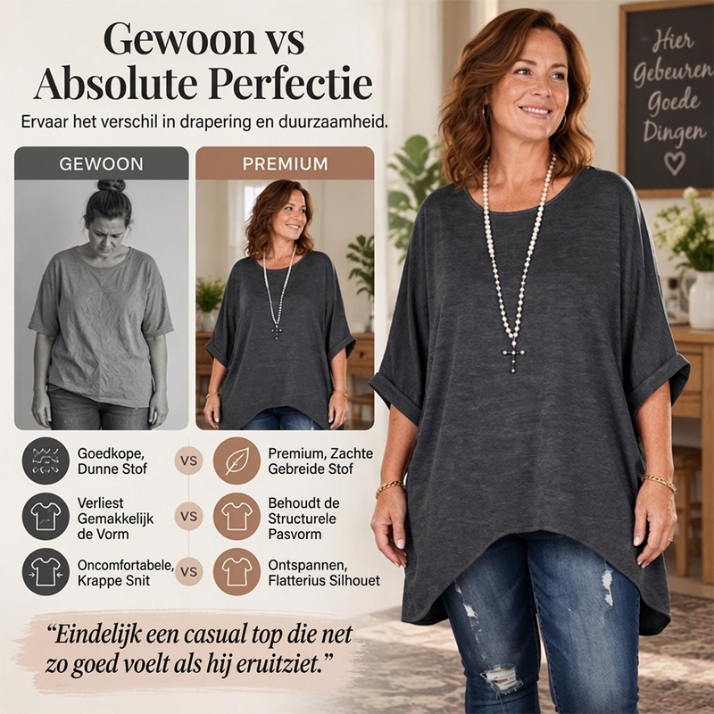 🔥50% OFF🔥Dames losvallende batwing-mouw asymmetrische top