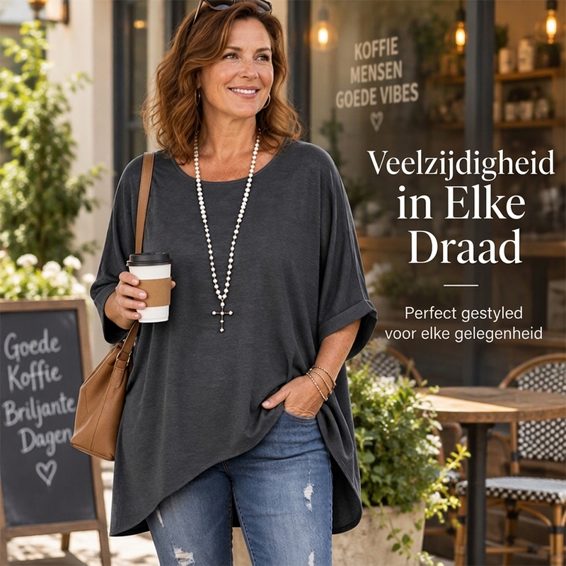 🔥50% OFF🔥Dames losvallende batwing-mouw asymmetrische top