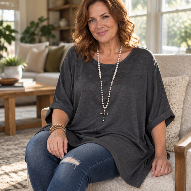 🔥50% OFF🔥Dames losvallende batwing-mouw asymmetrische top