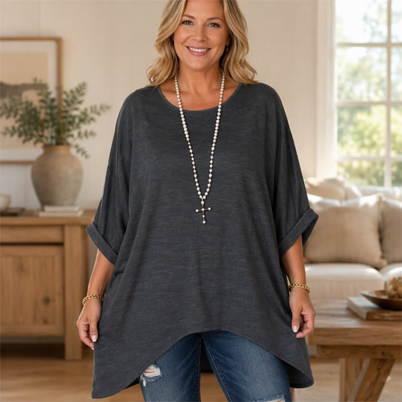 🔥50% OFF🔥Dames losvallende batwing-mouw asymmetrische top