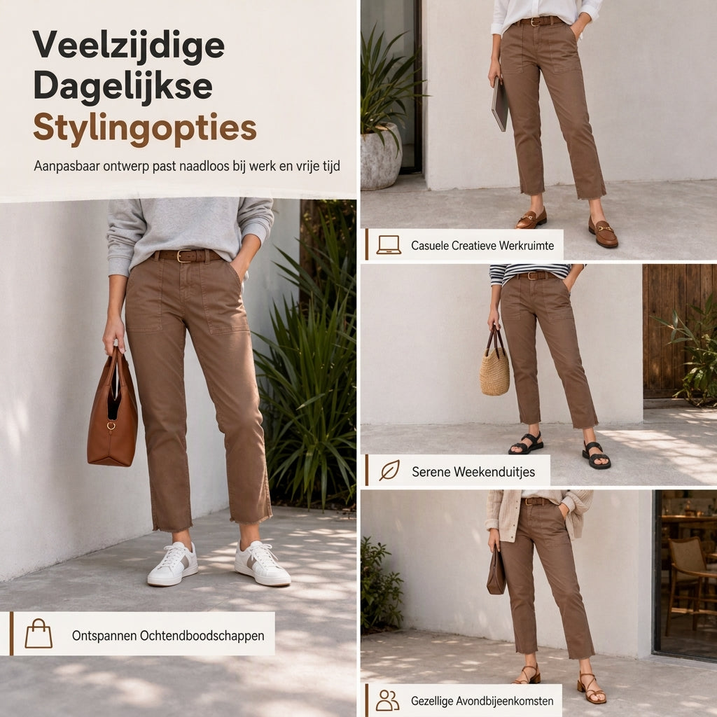 🔥Gratis verzending✈️Casuele dames utiliteitsbroek, cropped model met rafels en grote opzakzakken