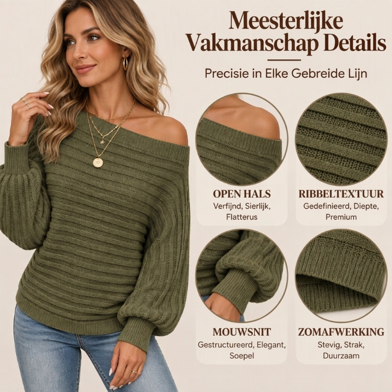 🔥Gratis verzending✈️Casual damesribgebreid shirt met blote schouders