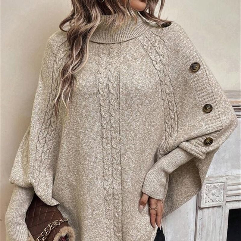 😍❤️Elegante damestrui met hoge hals en asymmetrische zoom