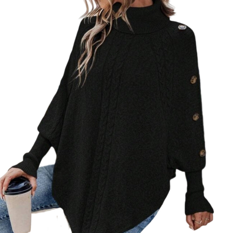 😍❤️Elegante damestrui met hoge hals en asymmetrische zoom