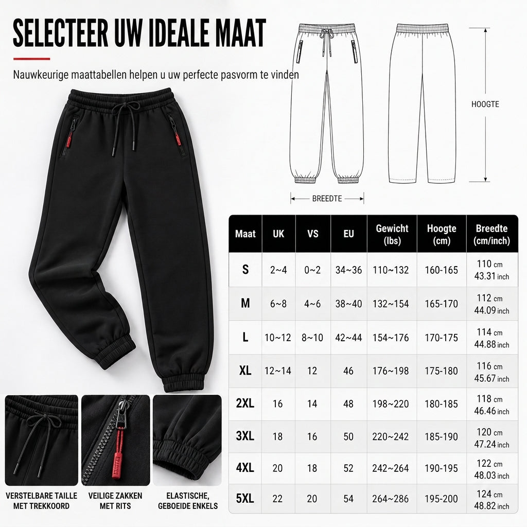🔥Gratis verzending✈️Dames Winter Joggingbroek met Fleecervoering en Ritszakken