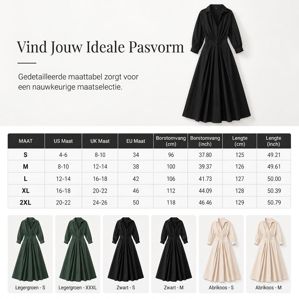 👗50 OFF🔥Stijlvolle dames shirtsjurk van katoen-linnen met effen kleur, omgeslagen kraag, elastische taille en uitlopende zwaaivormige zoom
