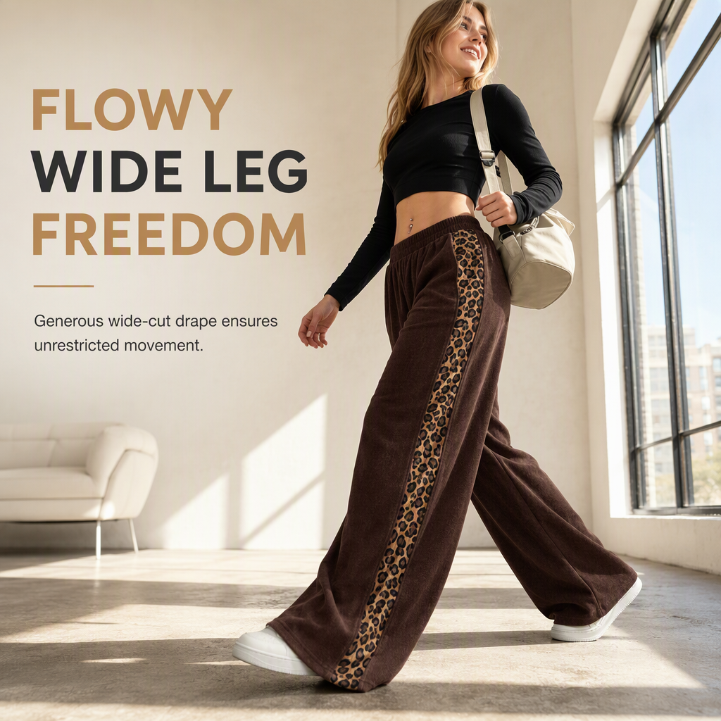 👖Casual sportbroek voor dames met wijde pijpen, elastische tailleband en contrasterende kleur