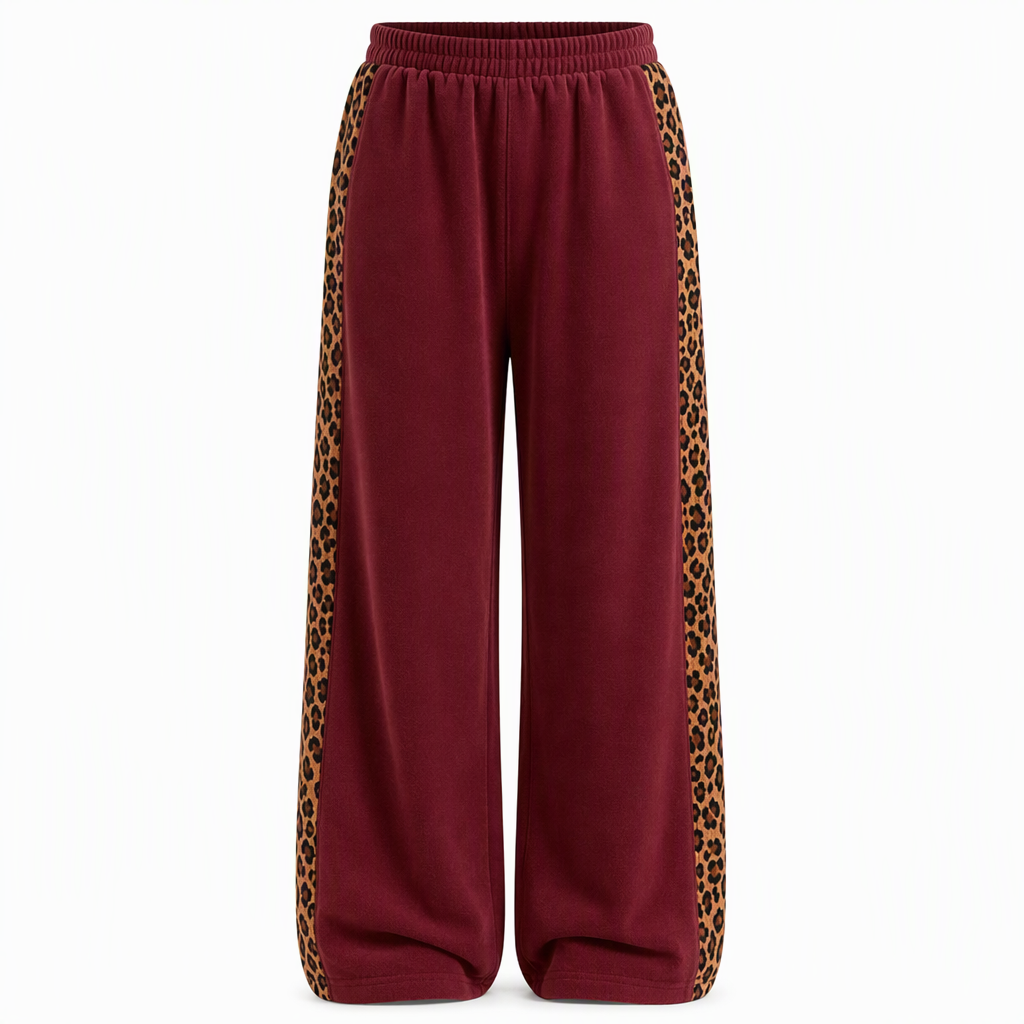 👖Casual sportbroek voor dames met wijde pijpen, elastische tailleband en contrasterende kleur