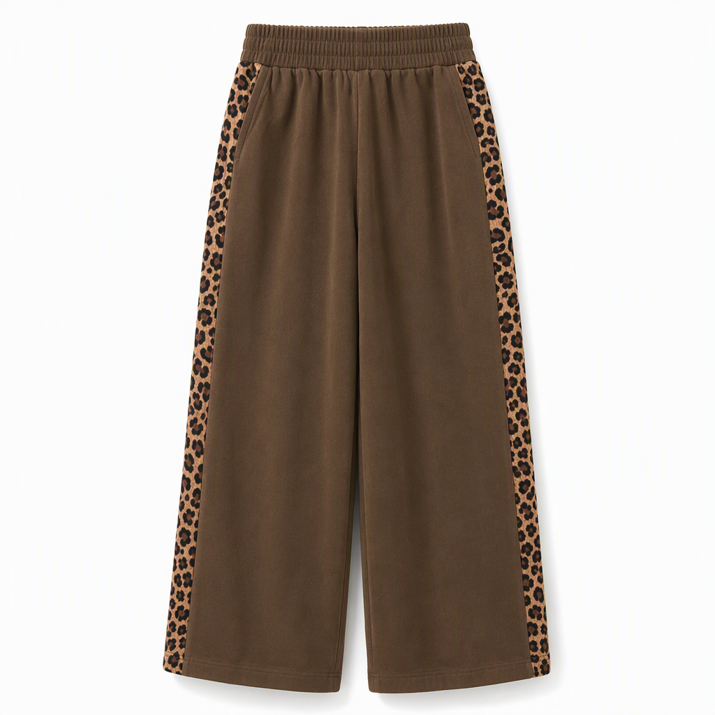 👖Casual sportbroek voor dames met wijde pijpen, elastische tailleband en contrasterende kleur