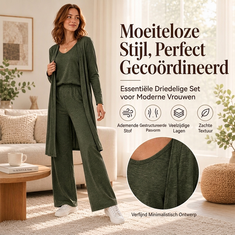 🔥Gratis verzending✈️Elegante 3-delige set voor dames met lange mouwen