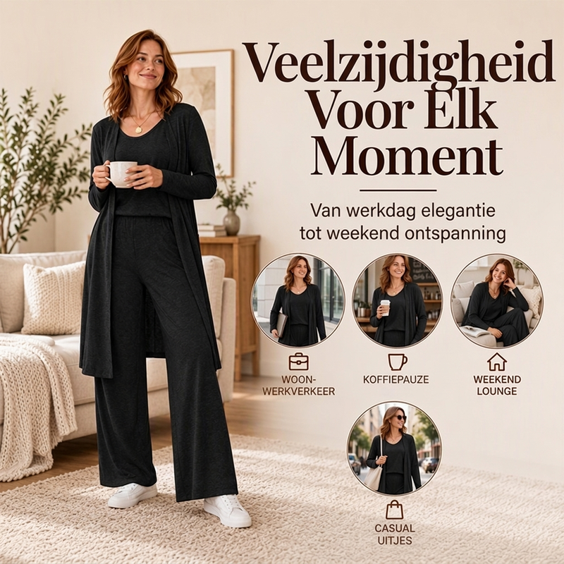 🔥Gratis verzending✈️Elegante 3-delige set voor dames met lange mouwen