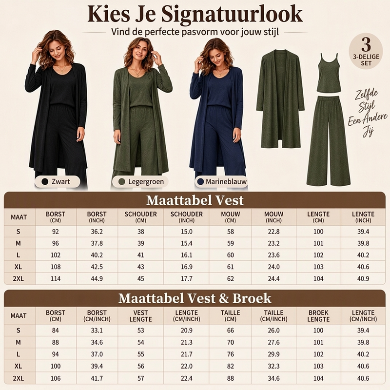 🔥Gratis verzending✈️Elegante 3-delige set voor dames met lange mouwen