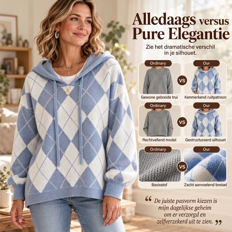 🔥Gratis verzending✈️Casuele dames hoodie met ruitpatroon