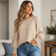 😍Stijlvolle damesblouse met ronde hals en smokkelpellen
