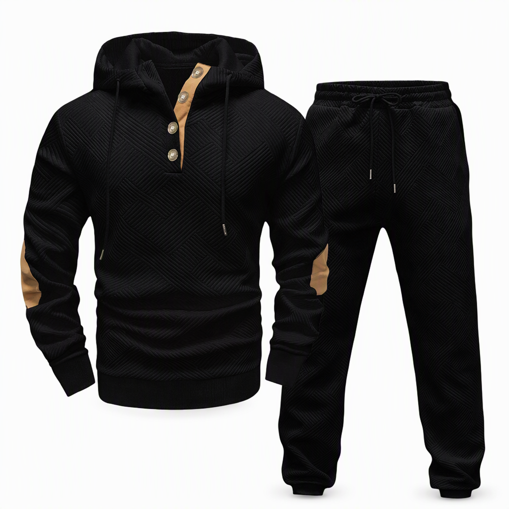 🔥Gratis verzending✈️Heren 2-Delige Jacquard Trainingspak – Casual Hoodie met Bijpassende Joggingbroek, Comfortabel & Stijlvol voor Herfst en Winter 👕