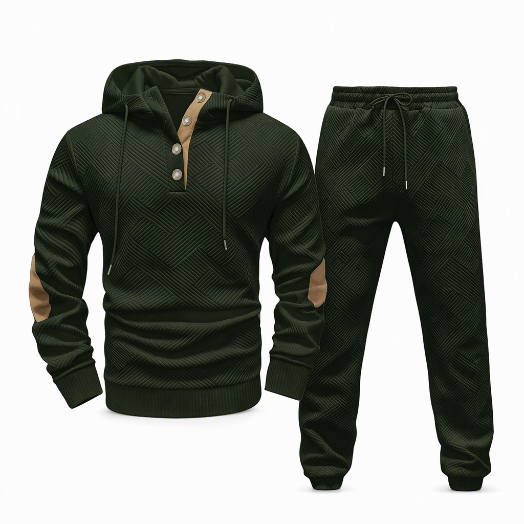 🔥Gratis verzending✈️Heren 2-Delige Jacquard Trainingspak – Casual Hoodie met Bijpassende Joggingbroek, Comfortabel & Stijlvol voor Herfst en Winter 👕