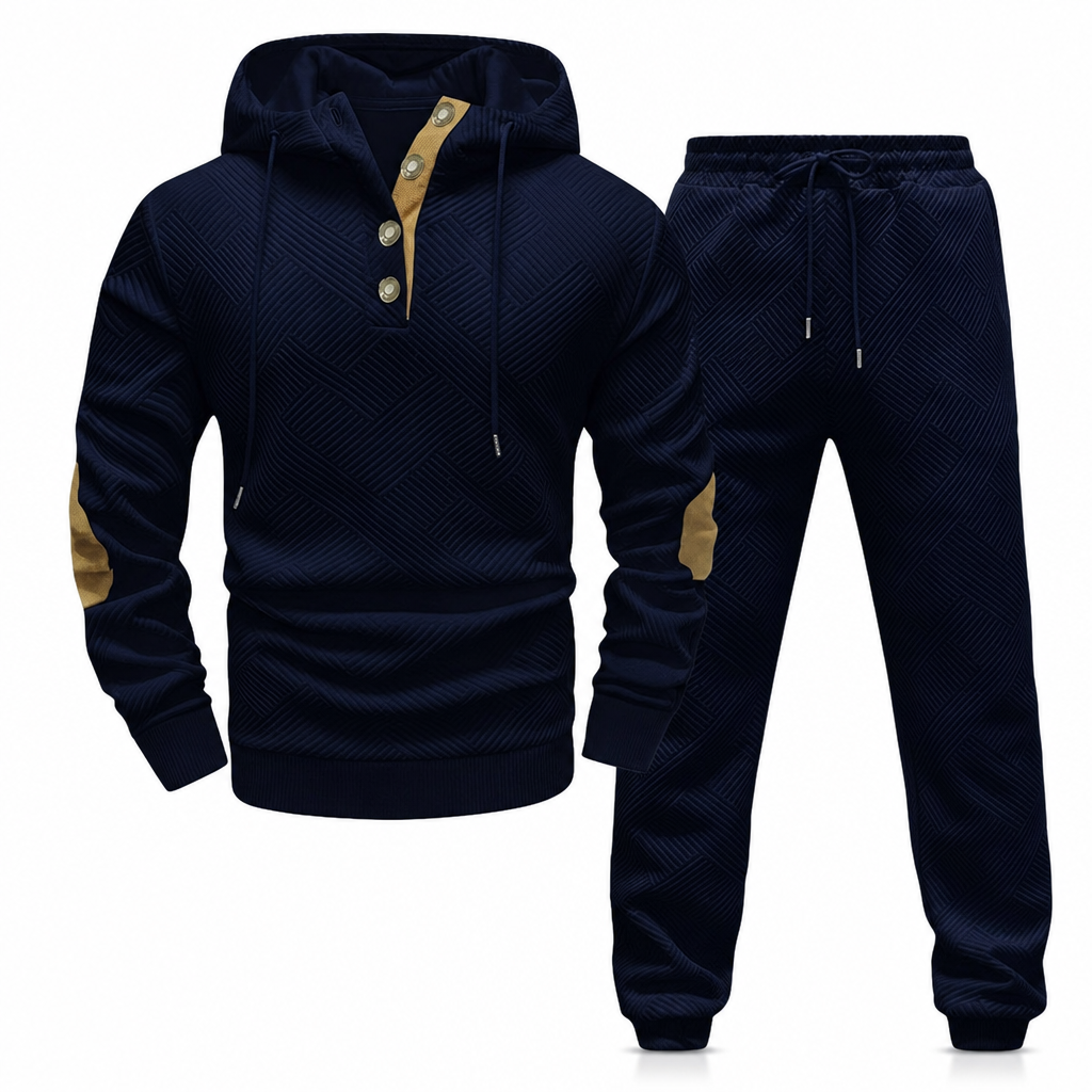 🔥Gratis verzending✈️Heren 2-Delige Jacquard Trainingspak – Casual Hoodie met Bijpassende Joggingbroek, Comfortabel & Stijlvol voor Herfst en Winter 👕