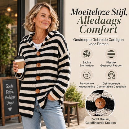😍Gestreept gebreid damesvest met capuchon