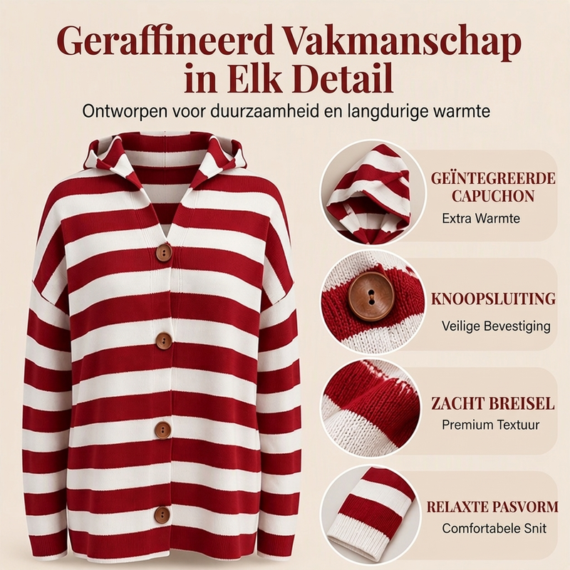 😍Gestreept gebreid damesvest met capuchon