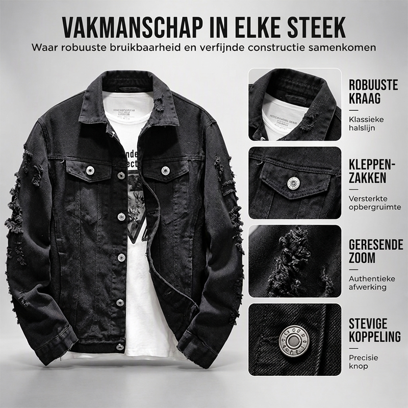 🔥Gratis verzending✈️Stijlvol en veelzijdig versleten heren jack van denim